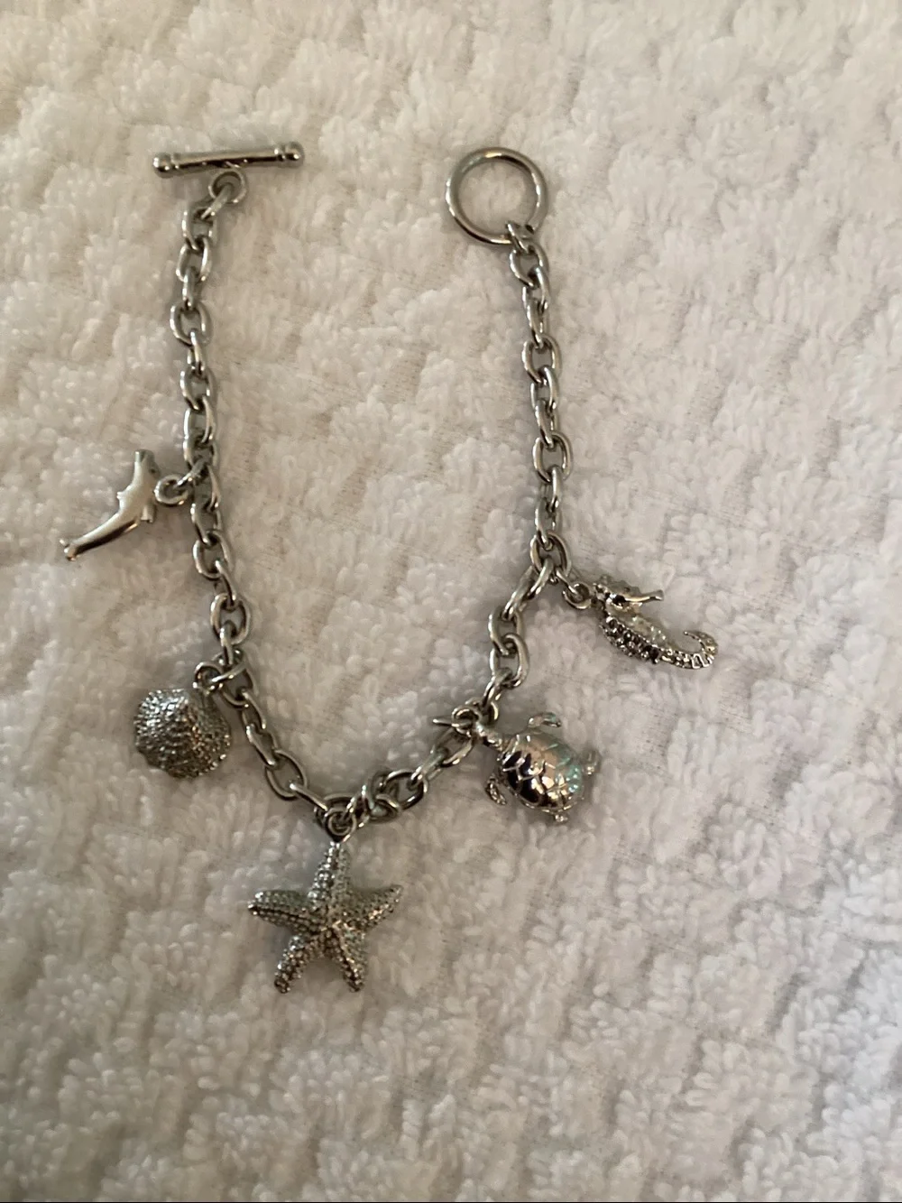 Silver Nautical Ocean Themed Charm Bracelet